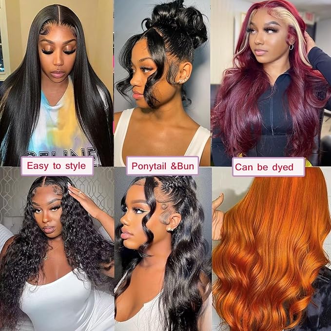 Lemoda 13x6 Full Lace Frontal Virgin Human Hair Wigs Pre-Bleached Knots Body Wave 15A 13x6 HD Transparent Lace Front Wig Invisible Lace Tiny Knots 24Inch