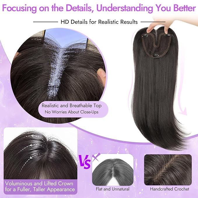 Copper Synthetic Hair Toppers for Women with Thinning 3D 360° Cover Clip in Wispy Bangs Upgraded Adjustable Bandage 24 Inch Long Layered