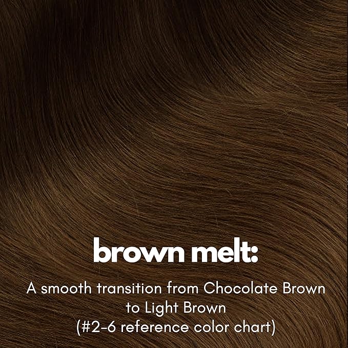 Irresistible Me Real Human Hair Extensions Clip Ins – 100% Human Hair Clip In Extensions for Length & Volume – Invisible Extension – Heat Resistant & Dyeable – Brown Melt, 20 Inches