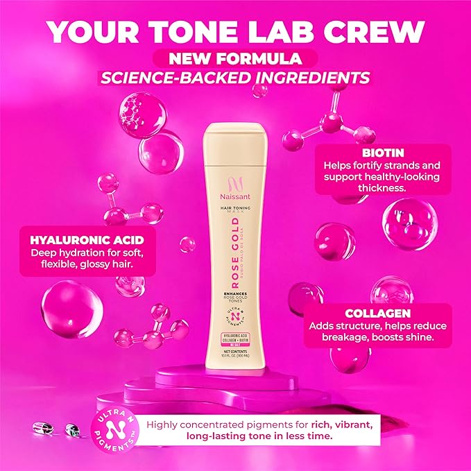 naissant Rose Gold Hair Toning Mask | Ultra High-Purity Pigments | Color Depositing Soft Rose Gold Tone | Hyaluronic Acid, Collagen & Biotin | Paraben, Ammonia & Sulfate Free | 10.1 Fl. Oz