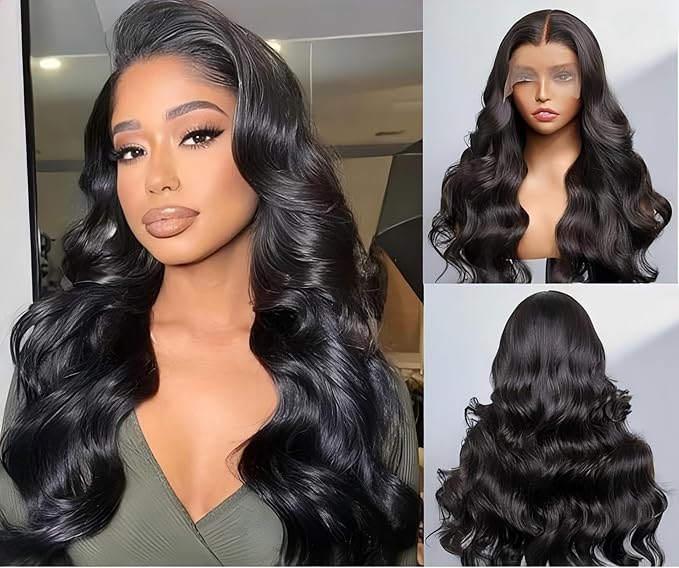 Real HD Lace Wig 13x6 Full Lace Frontal Wig 220% Density Body Wave HD Transparent Lace Front Wigs Virgin Human Hair Wigs Pre Plucked with Baby Hair 30 inch