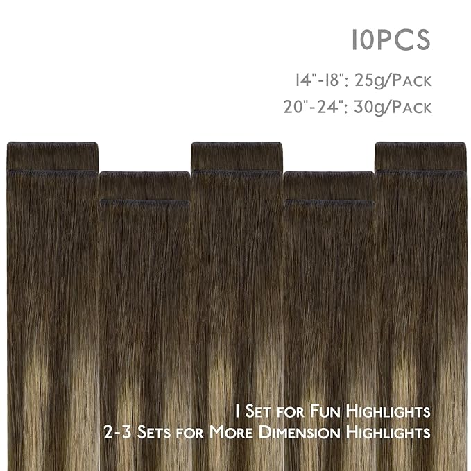 WENNALIFE Invisi Edge Tape in Hair Extensions Human Hair, 16 Inch 25g 10pcs Balayage Chocolate Brown to Caramel Blonde Invisible Luxury Remy Hair Extensions Seamless Injected Straight Extensiones