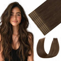 Youngsmile Insert Tape in Hair Extensions Injection Human Hair Extensions #4 Chocolate Brown Invisi Edge Tape ins Remy Human Hair 16 Inch Injected Hair Tape in Extensions 20pcs 35g Straight (#4,16'')