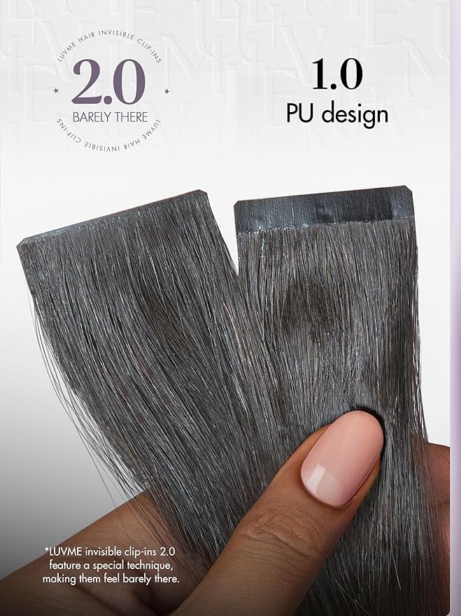 LUVME Invisible Clip in Hair Extensions Real Human Hair, 22 inch 2 Pack 220g 12Pcs, Natural Black Remy Human Hair Extensions Clip ins for Women, Natural Human Hair