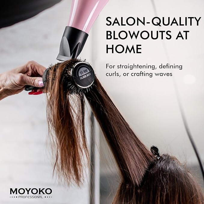 Silver Arch Round Brush for Blow Out (25mm) Professional Metal Small Round Hair Brush for Blow Drying Short Hair with Sectioning Pin, Salon Quality, Anti-Static Ionic Technology
