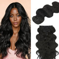 Lashey Clip in Hair Extensions 7pcs 120g Body Wave Remy Human Hair Extensions for Women 16 Inch Natural Black Hair Extensions with Lace Weft