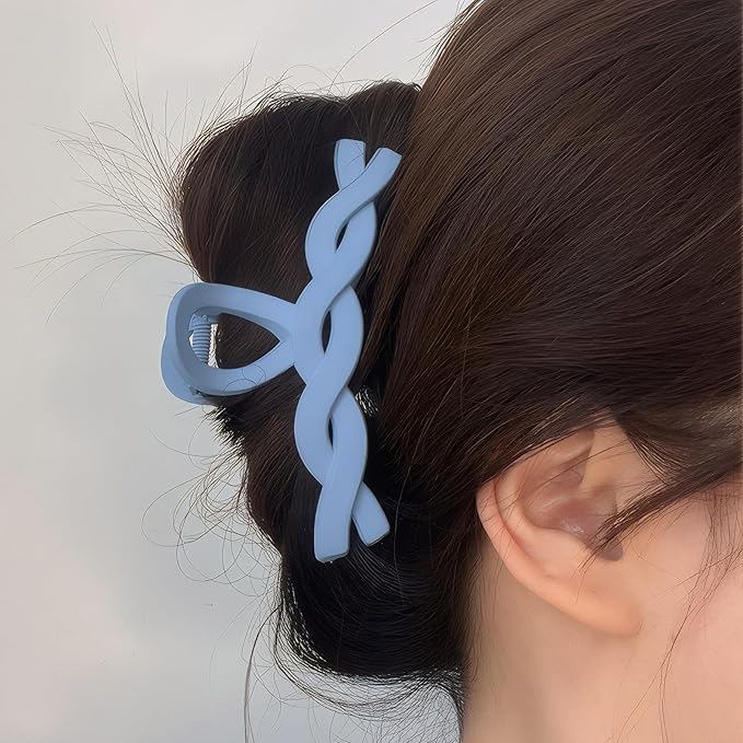 12 Pcs Claw Clips, Multi-Shapes Hair Clips for Women Girls, Non-Slip Large Jaw Claw Clips for Thick Thin Curly Hair Accessories (Light Blue)