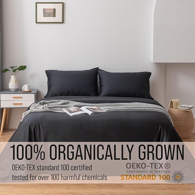 Bella Coterie | Luxury Bamboo Queen Size Pillowcase Set | 100% Organically Grown Bamboo Viscose | Ultra Soft | Cooling | 2 Pcs [Black]