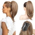 Ponytail Extension – 16” Claw Clip in Ponytail Hair Extensions Natural Soft Synthetic High Pony Tail Hairpieces for Women (Light Brown with Highlights, 16 inch)