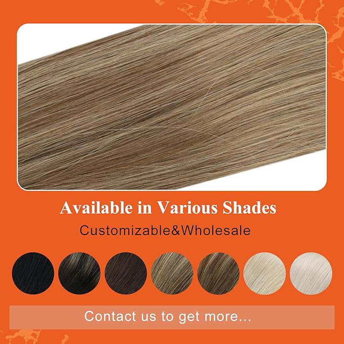 Full Shine Tape in Hair Extensions Human Hair Gold Brown Highlighted Hair Extensions Tape in Color Brown Balayage 20Inch Double Sided Tape in Hair Extensions 20Pcs 50Grams for Women