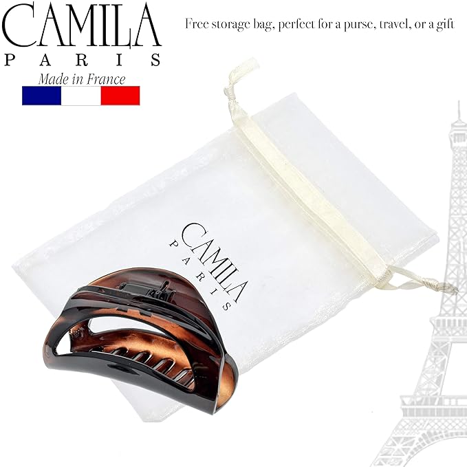 Camila Paris CP1562 French Hair Clip for Women with Thick or Long Curly Wavy Hair, Claw Clips Jaw, Durable Styling Big Claw Clip for Thick Hairs, Strong Hold No Slip Grip, Made in France
