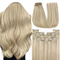 YoungSee Blonde Hair Extensions Clip ins Ash Blonde Human Hair Clip in Extensions Highlights Bleach Blond Clip in Hair Extensions Real Human Hair for Full Head 20 inch 100G 7Pcs