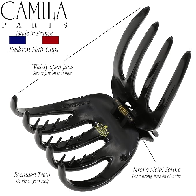 Camila Paris CP3538 French Hair Clip for Women, Hair Side Clips, 2.5 Inch Girls Hair Claw Clips Jaw Fashion Durable Styling Hair Accessories for Women, Strong Hold No Slip Grip, Made in France