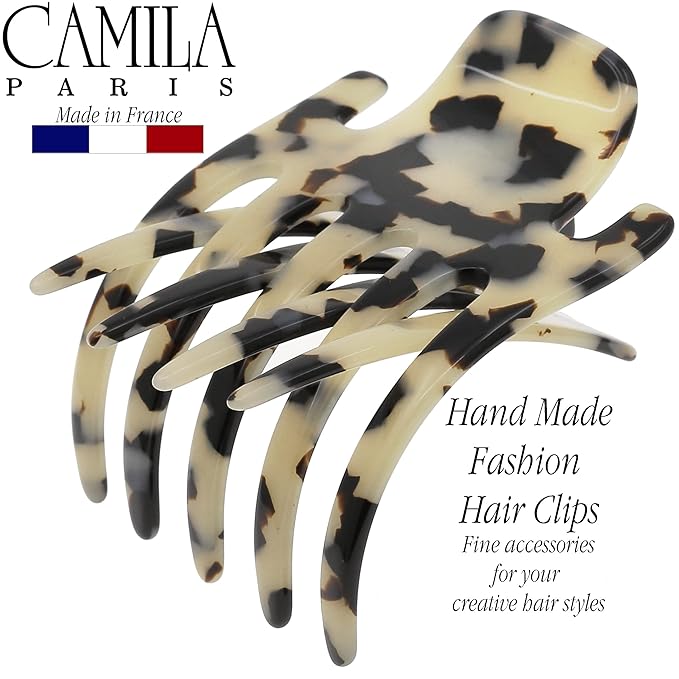 Camila Paris CP3473 French Hair Clip for Women, Hand-Made Hair Side Clips, 3 inch Girls Hair Claw Clips Jaw Fashion Durable Styling Hair Accessories for Women, Strong Hold No Slip Grip, Made in France