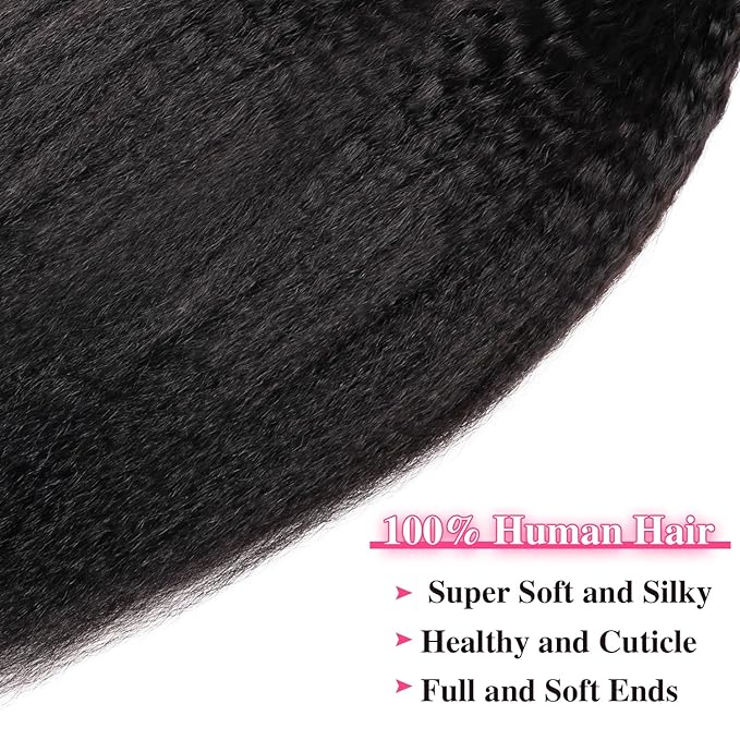 Seamless Kinky Straight Clip Ins Hair Extension Real Human Hair 18 Inch PU Kinky Straight Clip In Hair Extensions Human 8 Pcs/120g(18inch,Natural Black)