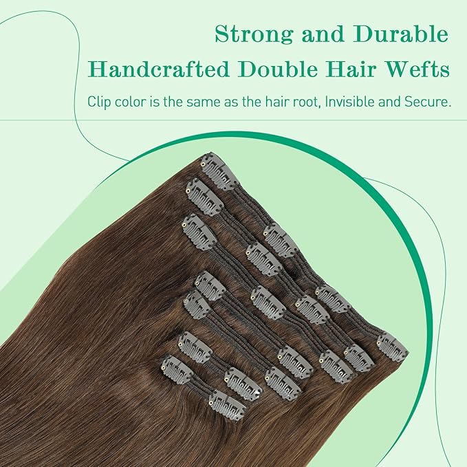 SURNEL Chocolate Brown Human Hair Clip-in Extensions 20 Inch 160g 7pcs (#4-20'')