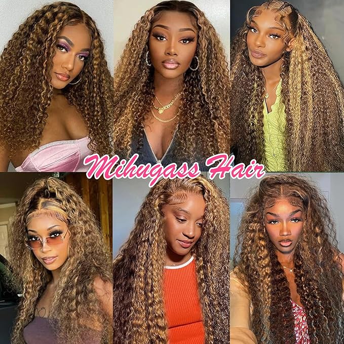 Kinky Curly Clip in Hair Extensions Real Human Hair 4/27/4 Omber Kinky Curly Clip ins For Women 3c 4a Brazilian Virgin Clip on Hair (20inch,#4/27/4)