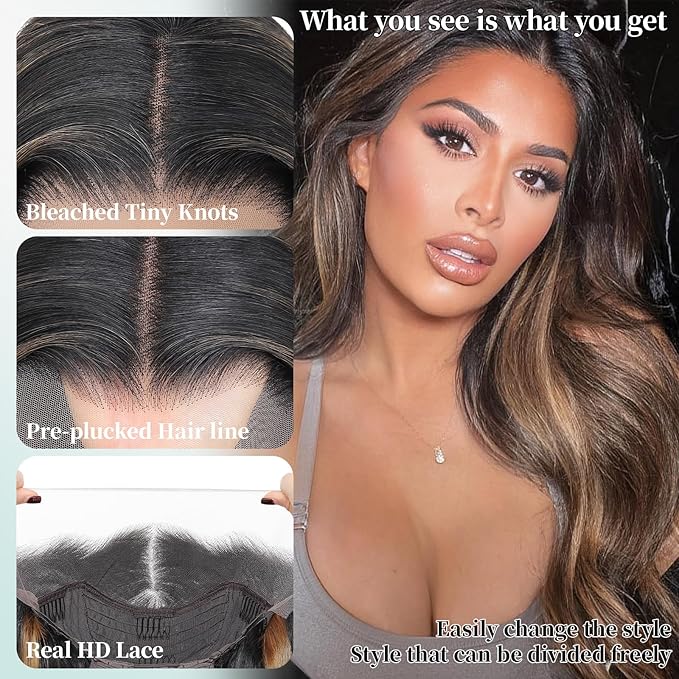 Synthetic Lace Front Wig 13x4 HD Lace Layered Hairstyle Pre Plucked Hairline Straight Long Black Glueless Wigs for Black Women 26 Inch Beginner Friendly
