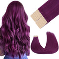 GOO GOO Tape in Hair Extensions Human Hair, Violet, 12inch 20g 10pcs, Colored Tape ins Human Hair Extensions, Silky&Soft Invisible Tape Ins, Hair Highlighted for Party