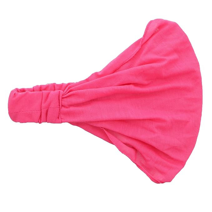 Motique Accessories Set of 3 Wide Cotton Head Band Solid Boho Yoga Style Soft Hairbands Blue Tan Hot Pink