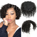 Natural Afro Kinky Curly Short Hair Toppers With Bangs - Clip in Synthetic Wiglets for Men and Women With Thinning Hair - Instant Volume and Style (Black Brown)