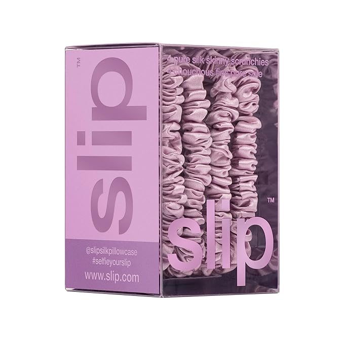 slip Skinny Scrunchies: Anti-Crease, Anti-Breakage Slipsilk™ Design Protects Delicate Hair | Includes 4 Pure Silk Scrunchies, Wildflower