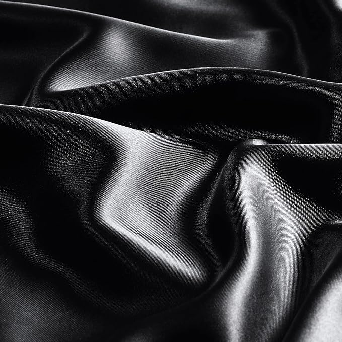 BEDELITE Satin Pillowcase with Zipper, Black Pillow Cases Queen Size Set of 2, Super Soft and Cooling Similar to Silk Pillow Cases, Gift for Women Men(20x30 Inches)