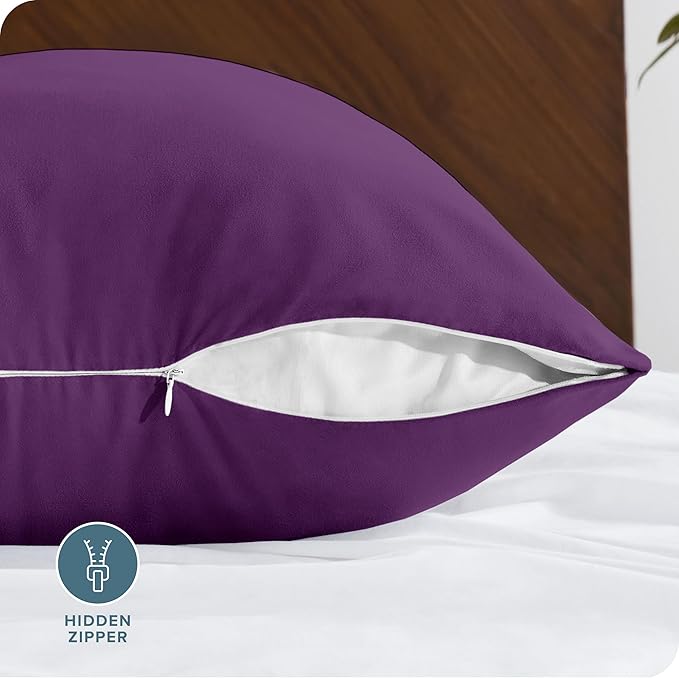 Bare Home Microfiber Body Pillow Cover - Ultra Soft - Cooling Pillowcase - Double Brushed - Pillowcase with Zipper Closure - Easy Care (20''x54'' Body Pillow Cover, Plum)