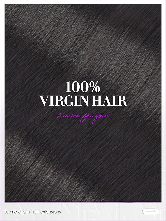 LUVME Yaki Straight Seamless 70g 4Pcs Clip in Hair Extensions Full Max with 22inch Remy Human Hair Clip ins Extensions, Natural Black 100% Real Soft Hair