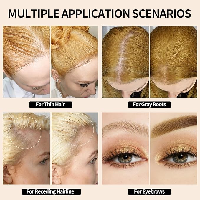 Root Cover Up Powder Hairline Powder for Women Root Touch Up Hair Color for Bald Spots, Eyebrows, Beard Line, Light-Blonde Hair Fibers for Thinning Hair Shadow Cover Up 2 Pack (Light Warm Brown)