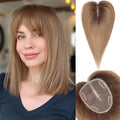 starluck Hair Toppers for Women Real Human Hair With Bangs, 100% Remy HumanHair Toppers for Women Hand-woven with Thinning,Cover Gray Roots,Adds Volume,Ombre Ash Blonde