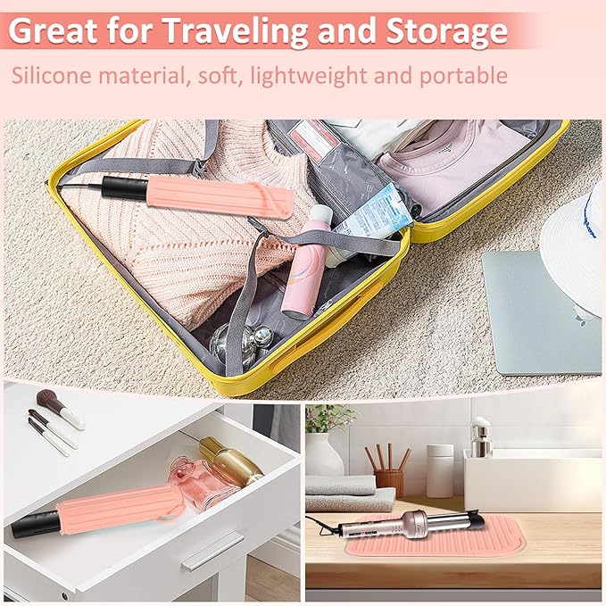 Quccefods Heat Resistant Mat Large Silicone Hot Hair Tools Holder for Curling Irons Flat Iron Hair Straightener Mat Portable Vanity Pad