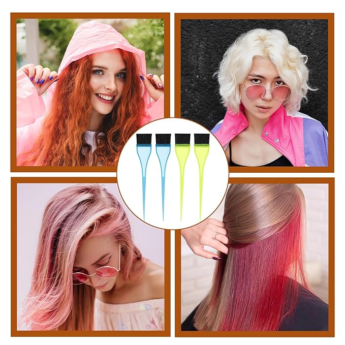 4 Piece Hair Dye Brush Set Hair Color Applicator Brush Reusable Color Tint Applicator Brushes Professional Hairs Stylist Supplies for Salon Home DIY Tools(Green, Blue)