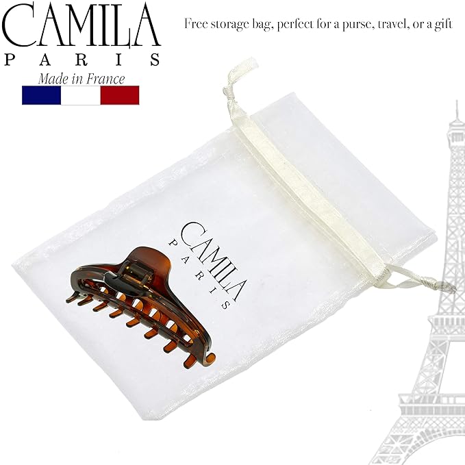 Camila Paris CP2370 French Hair Clip for Women, Medium Narrow, Open, Girls Hair Claw Clips Jaw Fashion Durable and Styling Hair Accessories for Women, Strong Hold No Slip Grip, Made in France