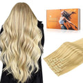 DOORES Seamless Clip in Hair Extensions Real Human Hair, DirtyBlonde Highlight Golden Blonde 20 Inch 110g 7pcs, Human Hair Extensions Seamless Clip in Invisi Edge Hair Extensions Straight Hair