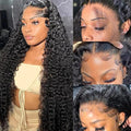 36 Inch Deep Wave Lace Front Wigs Human Hair Pre Plucked 200% Density 13x6 HD Lace Frontal Wigs with Baby Hair Deep Curly Wet and Wavy Glueless Wigs for Women (Natural Black, 36 Inch)