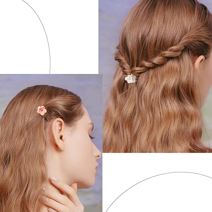 Small Hair Clips for Thin Hair - Mini Flower Clips, Tiny Strong Hold Cute Jaw Clips, Nonslip Hair Styling Accessories with Box