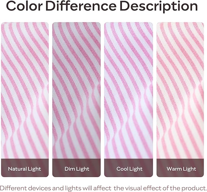 JELLYMONI 100% Natural Cotton Striped King Pillowcases Set, 2 Pack White and Thin Pink Striped Pattern Printed Pillow Covers with Envelope Closure(Pillows are not Included)