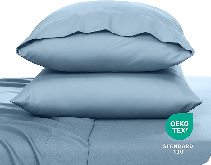 Bare Home Microfiber Pillow Cases - Queen Size Set of 2 - Cooling Pillowcases - Double Brushed - Easy Care - Envelope Closure (Queen Pillowcase Set of 2, Light Blue)