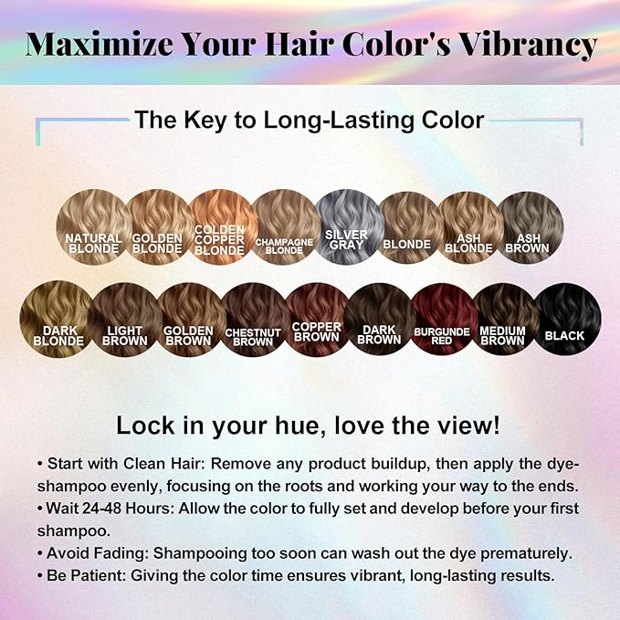Natural Hair Dye Shampoo 3 IN 1, Gray Hair Coverage, Vegan, Ammonia-Free & Paraben-Free Hair Coloring Shampoo for Women & Men, Beard Dye for Men, Nourishing Gentle (ASH BLONDE)