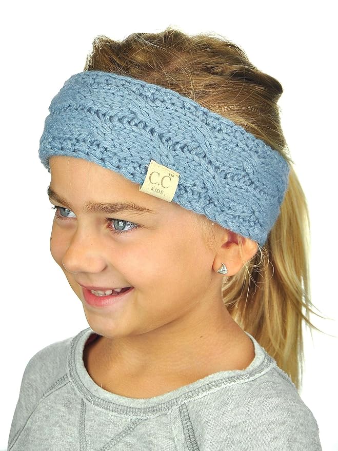 C.C Children's Kids' Winter Warm Cable Knit Fuzzy Lined Ear Warmer Headband