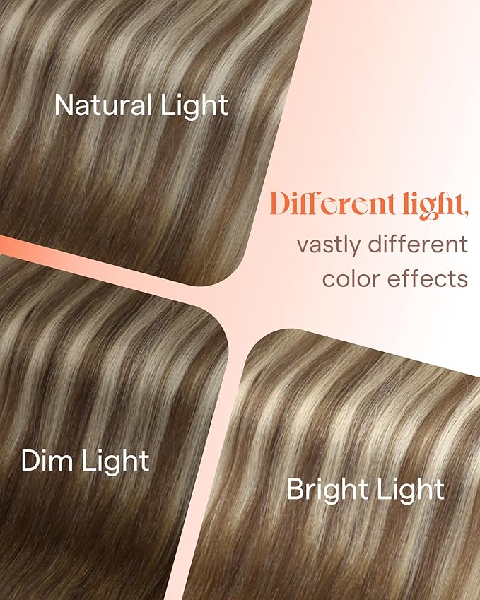 Sunny Hair Tape in Hair Extensions Real Human Hair Invisible Remy Hair Extensions Tape ins for Women Medium Brown Ombre PLatinum Blonde Balayage 20 inch 25G