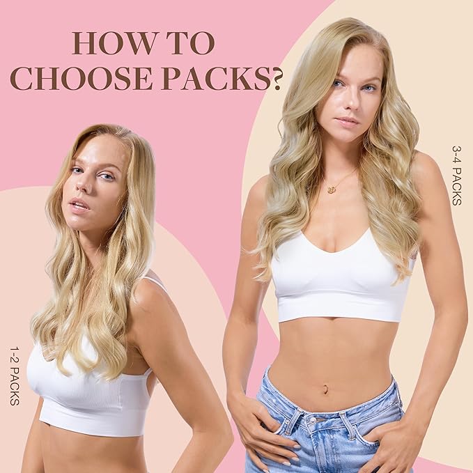 GOO GOO Tape in Hair Extensions Human Hair, 16/22 Light Blonde Highlighted Golden Blonde, 16inch 50g 20pcs, Skin Weft Seamless Invisible, Silky Straight with Thick Ends, Remy Human Hair