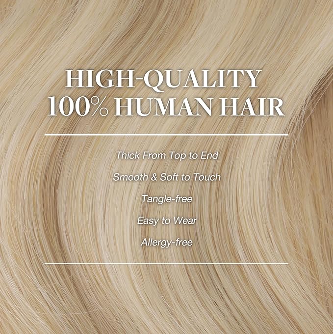 GOO GOO Clip in Hair Extensions Real Human Hair, Remy Human Hair Extensions Clip ins for Women, Natural Human Hair, 14inch 120g 7Pcs, 18A/613A Dark Blonde Highlighted Bleach Blonde