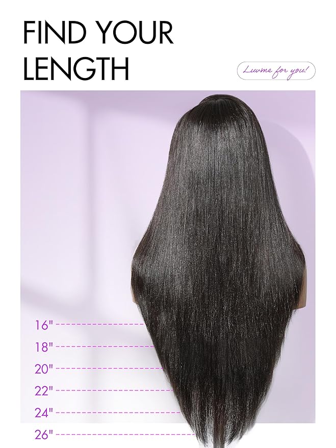 LUVME HAIR 7x6 All-Day Comfor Wig PartingMax Lace Wigs 200% Density Yaki Straight Lace Front Wigs Human Hair Pre Cut Plucked Lace Frontal Glueless 16 Inches Natural Black Color