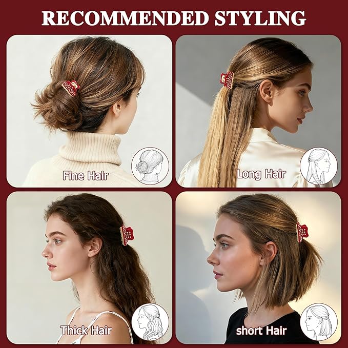 2026 Premium Durable Hair Claw Clip for Women, Original Italian Designed Strong Grip Hair Clips for Normal Fine Thin Hair, No Slip Jaw Clips with Gift Box for Christmas Birthday Girls, 1.7 Inch Red