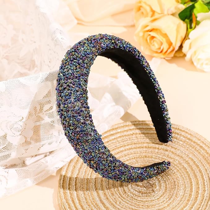 Fashion Wide Headband for Women Colorful Jeweled Glitter Headband Comfortable High Elastic Head Band Hairband Hair Hoop Hair Accessories for Womens