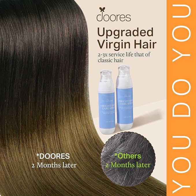 DOORES Clip-in Hair Extensions, Chocolate Dip Color Melt 7pcs 150g 22 Inch, Seamless Real Human Remy Hair Weft Straight Invisible Edge Extensions