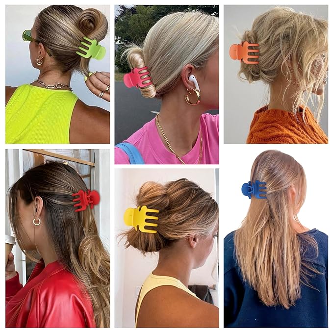 6 Pcs Hair Clips Small Claw Clips for Thin Hair Medium Matte Non-slip Hair Accessories for Women and Girls (Dopamine)