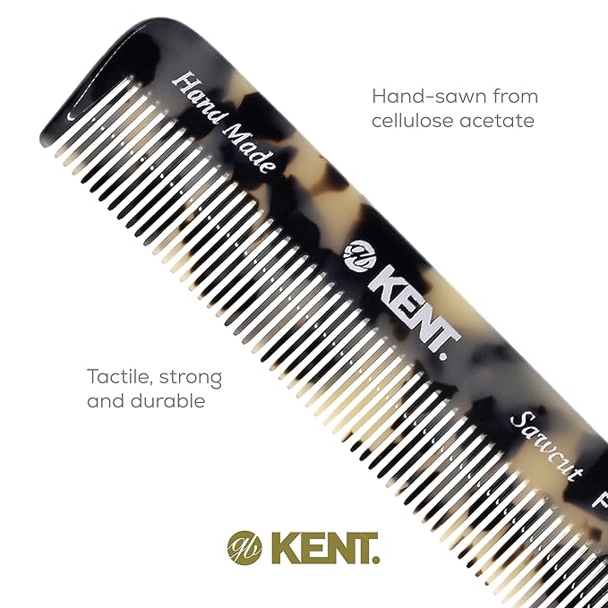 Kent FOT TW Handmade Fine Tooth Comb, Pocket Travel Comb for Men's Styling, Mustache, Beard Care, and Fine or Thinning Hair